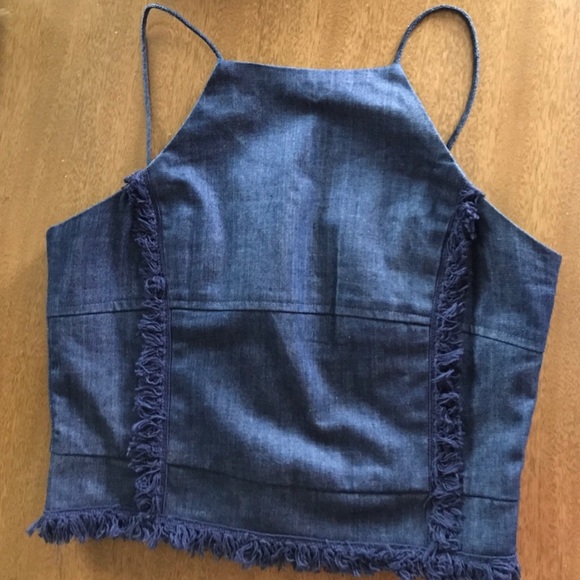 Moon river Anthropologie denim fringe top - Picture 1 of 2